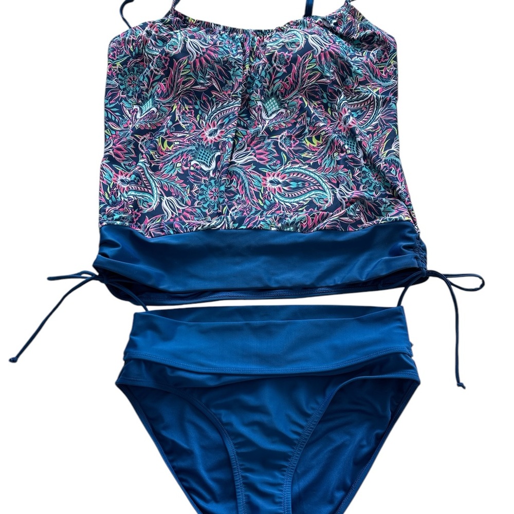 🎁🌞Caribbean Joe Blue and Pink Bikini Vibrant Swimwear